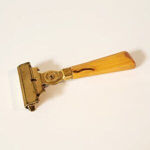 1930s Schick Injector Razor, Bakelite Butterscotch Handle, Made In Canada, 1937